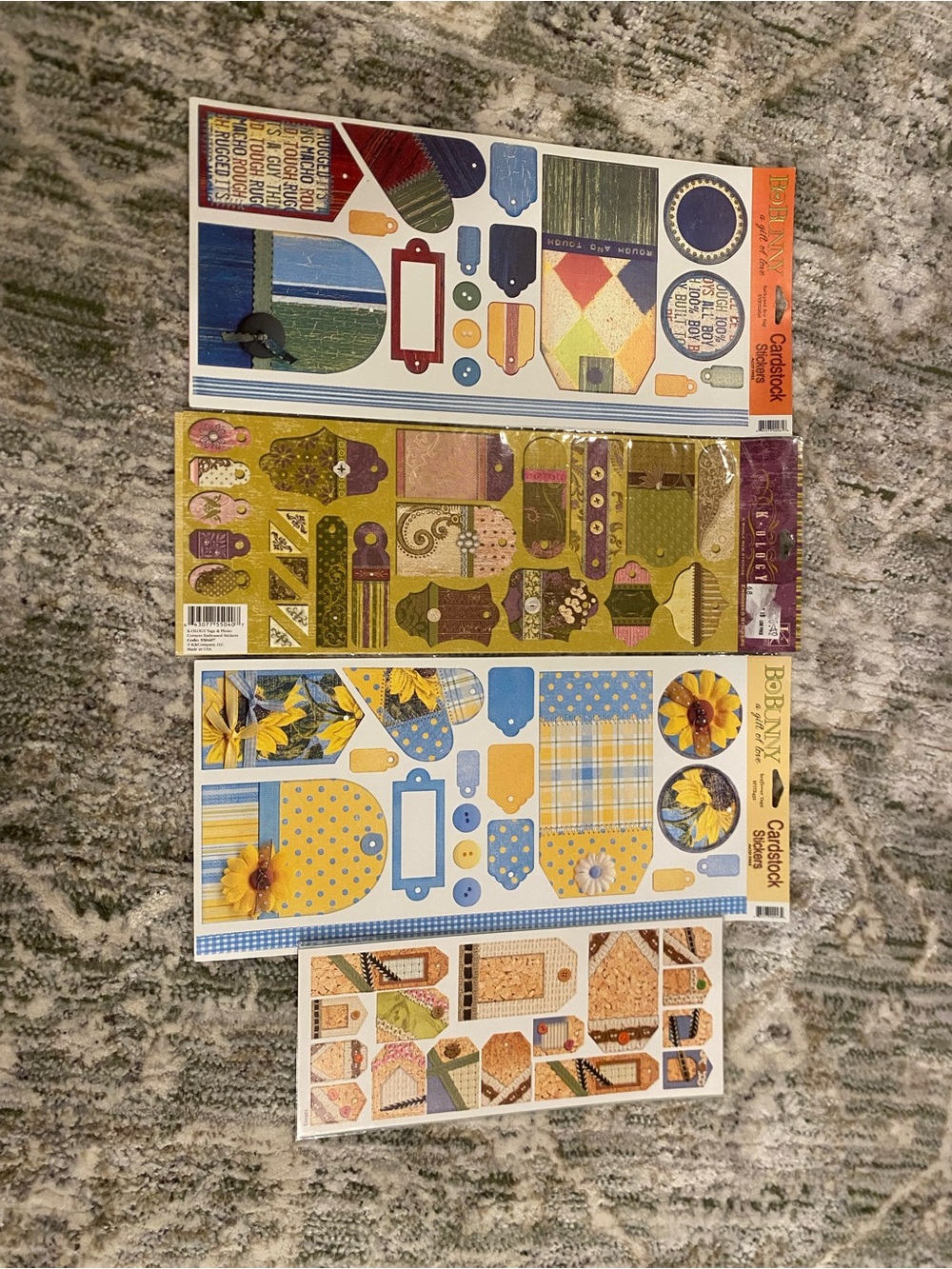BoBunny Decorative Cardstock Sticker Sheets - Floral & Plaid Accents